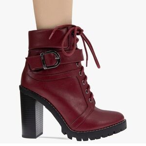 BCBGeneration Burgundy Padina Lug Sole Booties